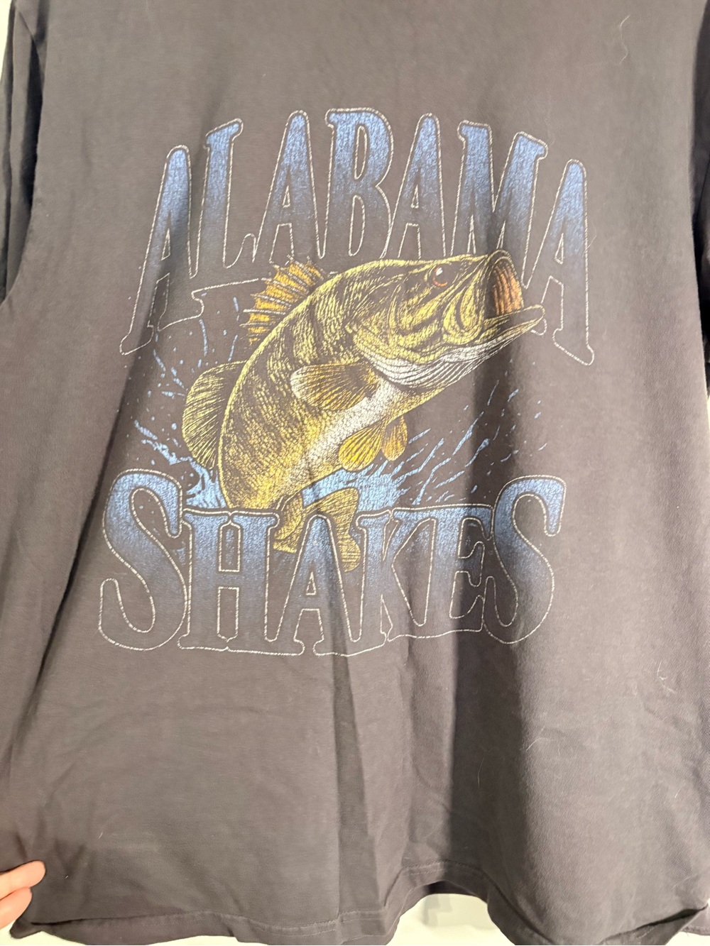 Alabama Shakes Band shirt Black Tee with Yellow & Blue Bass Graphic